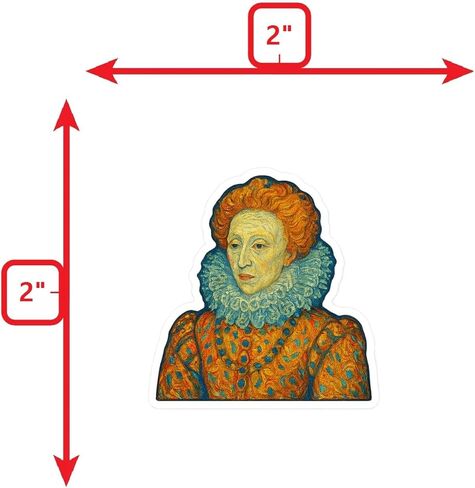 (3 Pack) Elizabeth I Post-Impressionist Gogh Style Sticker (3" x 3.25") in Kuwait