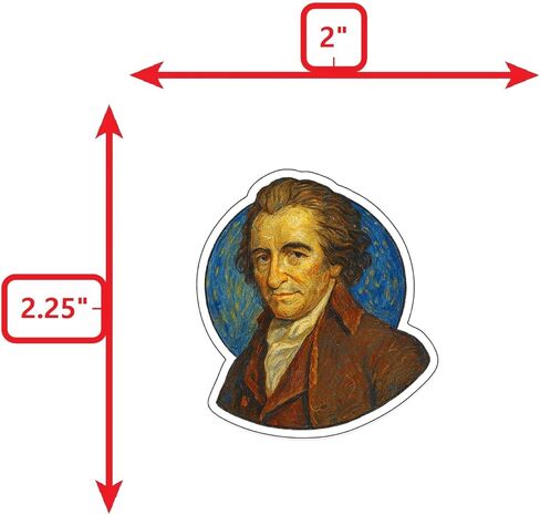 (3 Pack) Thomas Paine in Post-Impressionist Gogh Style Sticker (2.75" x 3.25") in Kuwait