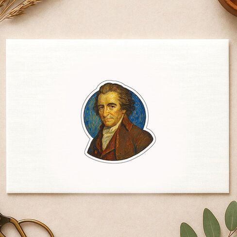 (3 Pack) Thomas Paine in Post-Impressionist Gogh Style Sticker (2.75" x 3.25") in Kuwait