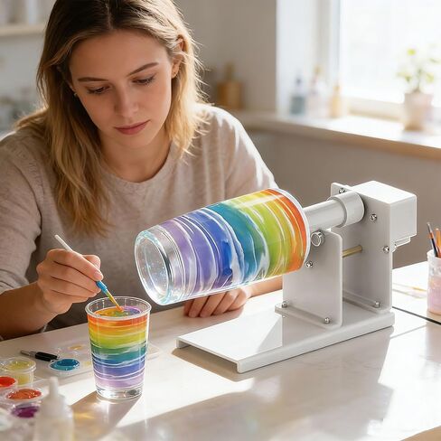 Cup Turner for Crafts, 2-Way Rotation Epoxy Tumbler Spinner Machine Kit – Dual Direction Spin for Glitter & Resin, Compatible with Handled Mugs & Various Tumbler Sizes in Saudi Arabia