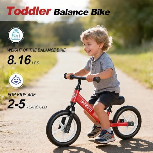 Bobike Toddler Balance Bike 2 Year Old, Balance Bike with Footrest for Ages 2-5, Adjustable Seat & Handlebar, No-Pedal Training Bike, Toys Gift for Boys and Girls in Saudi Arabia