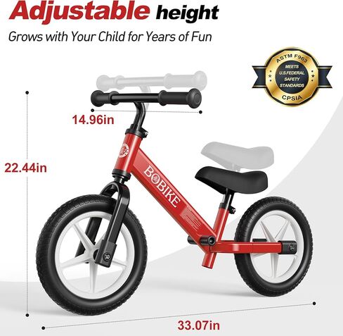Bobike Toddler Balance Bike 2 Year Old, Balance Bike with Footrest for Ages 2-5, Adjustable Seat & Handlebar, No-Pedal Training Bike, Toys Gift for Boys and Girls in Saudi Arabia