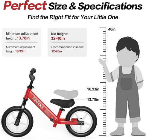 Bobike Toddler Balance Bike 2 Year Old, Balance Bike with Footrest for Ages 2-5, Adjustable Seat & Handlebar, No-Pedal Training Bike, Toys Gift for Boys and Girls in Saudi Arabia