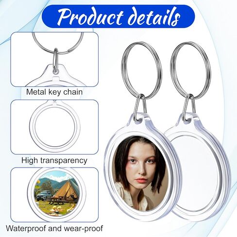 120 Pcs Pendant Picture Frame Keyrings, Clear Acrylic Photo Frame Keychain Holder, Make Your Own Personalized Keyring Kit, Round Blank Photo Insert Keychains for DIY Craft in Saudi Arabia