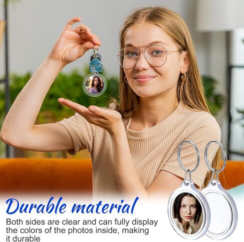 120 Pcs Pendant Picture Frame Keyrings, Clear Acrylic Photo Frame Keychain Holder, Make Your Own Personalized Keyring Kit, Round Blank Photo Insert Keychains for DIY Craft in Saudi Arabia