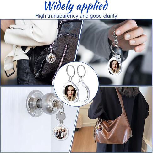120 Pcs Pendant Picture Frame Keyrings, Clear Acrylic Photo Frame Keychain Holder, Make Your Own Personalized Keyring Kit, Round Blank Photo Insert Keychains for DIY Craft in Saudi Arabia