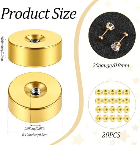 20 Pcs Stainless Steel Earring Backs Gold Flat Screw On Earrings Back Replacements for Studs, Flat Back Earring Backs for Sensitive Ears Studs Women Men Ear Piercing in Kuwait