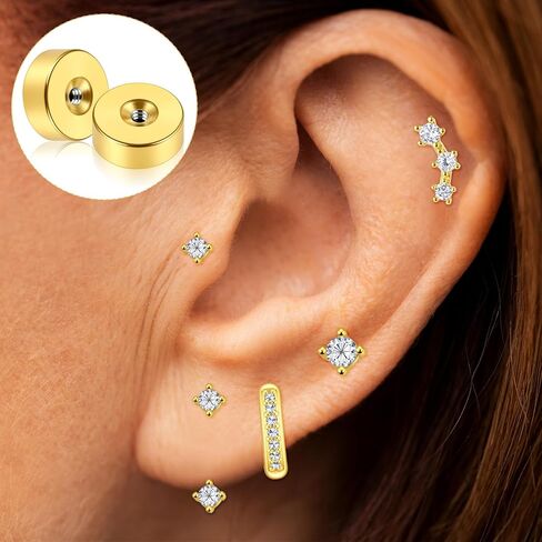 20 Pcs Stainless Steel Earring Backs Gold Flat Screw On Earrings Back Replacements for Studs, Flat Back Earring Backs for Sensitive Ears Studs Women Men Ear Piercing in Kuwait