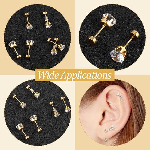 20 Pcs Stainless Steel Earring Backs Gold Flat Screw On Earrings Back Replacements for Studs, Flat Back Earring Backs for Sensitive Ears Studs Women Men Ear Piercing in Kuwait