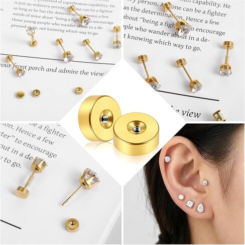 20 Pcs Stainless Steel Earring Backs Gold Flat Screw On Earrings Back Replacements for Studs, Flat Back Earring Backs for Sensitive Ears Studs Women Men Ear Piercing in Kuwait