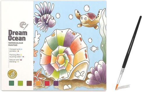 Dream Ocean Watercolor Painting Book, 20 Pages Art Practice Pad, Portable Watercolor Paper with Brush in Saudi Arabia