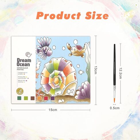 Dream Ocean Watercolor Painting Book, 20 Pages Art Practice Pad, Portable Watercolor Paper with Brush in Saudi Arabia