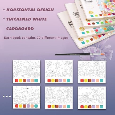 Dream Ocean Watercolor Painting Book, 20 Pages Art Practice Pad, Portable Watercolor Paper with Brush in Saudi Arabia