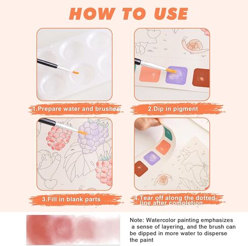 Dream Ocean Watercolor Painting Book, 20 Pages Art Practice Pad, Portable Watercolor Paper with Brush in Saudi Arabia