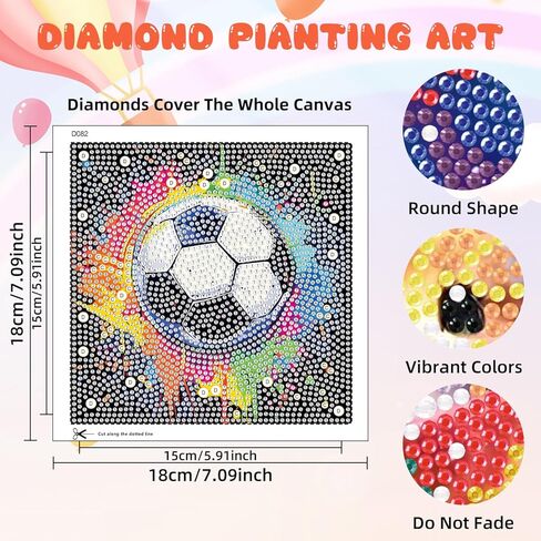 Mandun 4 Pack Ball Diamond Art Kits for Kids, DIY Ball 5D Diamond Painting Kits, Full Round Drill Gem Art Home Wall Decor 6x6 inch in Saudi Arabia