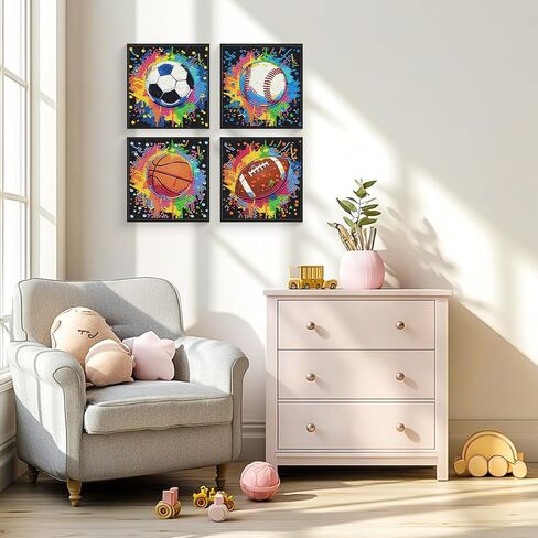 Mandun 4 Pack Ball Diamond Art Kits for Kids, DIY Ball 5D Diamond Painting Kits, Full Round Drill Gem Art Home Wall Decor 6x6 inch in Saudi Arabia