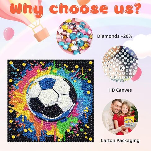 Mandun 4 Pack Ball Diamond Art Kits for Kids, DIY Ball 5D Diamond Painting Kits, Full Round Drill Gem Art Home Wall Decor 6x6 inch in Saudi Arabia
