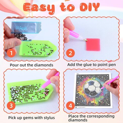 Mandun 4 Pack Ball Diamond Art Kits for Kids, DIY Ball 5D Diamond Painting Kits, Full Round Drill Gem Art Home Wall Decor 6x6 inch in Saudi Arabia