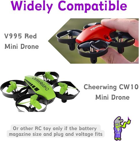 3.7V 180mAh 751723 Lipo Batteries 4 pcs Compatible with Cheerwing CW10 Mini Drone,V995 Red Mini Quadcopter, U46S Drone, 2pcs More USB Chargers with PH2.0 Plug in Saudi Arabia