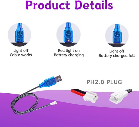 3.7V 180mAh 751723 Lipo Batteries 4 pcs Compatible with Cheerwing CW10 Mini Drone,V995 Red Mini Quadcopter, U46S Drone, 2pcs More USB Chargers with PH2.0 Plug in Saudi Arabia
