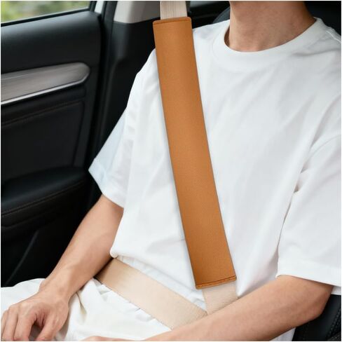 Car Seatbelt Cover, 2PCS Microfibre Leather Extra Long Comfortable Breathable Vehicle Seat Belt Strap Cushion, Auto Interior Shoulder Strap Harness Pad, Universal Fit (Black) in Kuwait