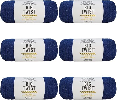 Big Twist Twinkle Yarn, Medium Worsted Sparkle Acrylic Blend, Assorted Colors, 6 oz. Skein, 6-Pack in Saudi Arabia