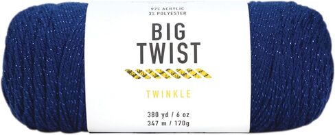 Big Twist Twinkle Yarn, Medium Worsted Sparkle Acrylic Blend, Assorted Colors, 6 oz. Skein, 6-Pack in Saudi Arabia