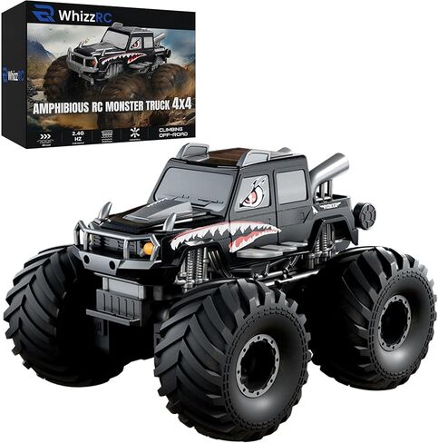 Amphibious Remote Control Car, 1:18 Shark Monster Truck RC Cars, 4WD 2.4GHz Waterproof All Terrain Off-Road Toy 360 Stunt Pool Car for Boys Girls Kids Age 6 7 8 9 10 11 12 Gift in Kuwait