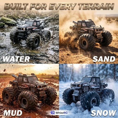Amphibious Remote Control Car, 1:18 Shark Monster Truck RC Cars, 4WD 2.4GHz Waterproof All Terrain Off-Road Toy 360 Stunt Pool Car for Boys Girls Kids Age 6 7 8 9 10 11 12 Gift in Kuwait