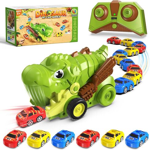 Dinosaur RC Cars for Kids 3-5, Remote Control Dinosaur Car Toys, with 12 Eaten up Little Cars, Dinosaur Truck Kids Toys, RC Dinosaur Toy for Kids 5-7, for Ages 4-8 8-12 Kids Birthday in Saudi Arabia