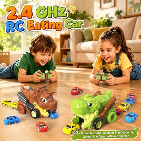Dinosaur RC Cars for Kids 3-5, Remote Control Dinosaur Car Toys, with 12 Eaten up Little Cars, Dinosaur Truck Kids Toys, RC Dinosaur Toy for Kids 5-7, for Ages 4-8 8-12 Kids Birthday in Saudi Arabia