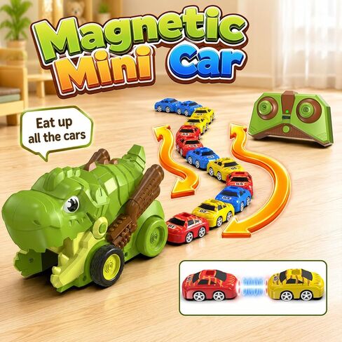 Dinosaur RC Cars for Kids 3-5, Remote Control Dinosaur Car Toys, with 12 Eaten up Little Cars, Dinosaur Truck Kids Toys, RC Dinosaur Toy for Kids 5-7, for Ages 4-8 8-12 Kids Birthday in Saudi Arabia