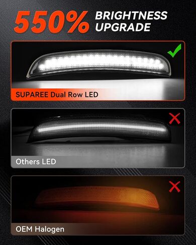 مصابيح LED جانبية بيضاء من SUPAREE تناسب دودج تشارجر 2015-2023، مصابيح مصد أمامية وخلفية معتمدة من DOT&SAE 4 قطع، صف مزدوج 46x4 LED مع عدسة استجماتيكية مدخنة، تصميم Plug-N-Play in Kuwait