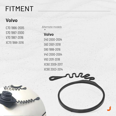 Click&Fit Fuel Cap Retention Tether compatible with Volvo V70 1997-2016 Petrol Models - Gas Cap Strap Holder Lanyard Cord Retainer - Aftermarket Replacement 31336424 in Kuwait