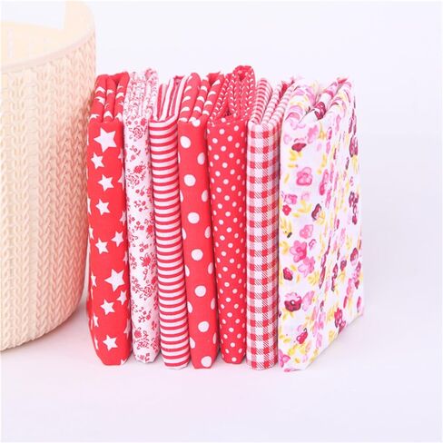 7 Pcs Blue Cotton Fabric Squares, 9.8 x 9.8 Inch (25 x 25 cm), Precut Quilting Fabric Bundles for Patchwork, Floral Craft Fabric for DIY Sewing, Scrapbooking, Dolls and Pillowcases in Kuwait