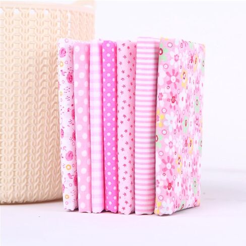 7 Pcs Blue Cotton Fabric Squares, 9.8 x 9.8 Inch (25 x 25 cm), Precut Quilting Fabric Bundles for Patchwork, Floral Craft Fabric for DIY Sewing, Scrapbooking, Dolls and Pillowcases in Kuwait