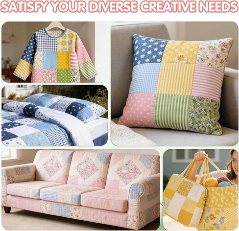 7 Pcs Blue Cotton Fabric Squares, 9.8 x 9.8 Inch (25 x 25 cm), Precut Quilting Fabric Bundles for Patchwork, Floral Craft Fabric for DIY Sewing, Scrapbooking, Dolls and Pillowcases in Kuwait