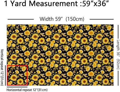 Feelyou 1 Yard Fabric, Light Yellow, Polyester, Floral Pattern, Upholstery Fabric, ，Soft Flannel in Kuwait