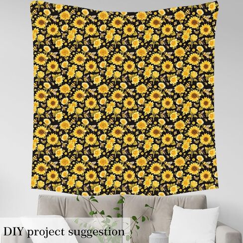 Feelyou 1 Yard Fabric, Light Yellow, Polyester, Floral Pattern, Upholstery Fabric, ，Soft Flannel in Kuwait