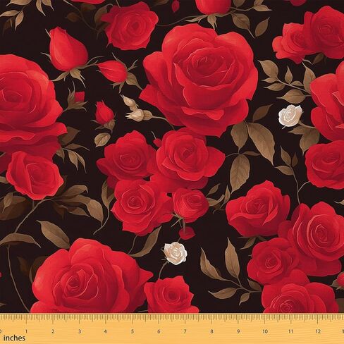 Feelyou 1 Yard Fabric, Light Yellow, Polyester, Floral Pattern, Upholstery Fabric, ，Soft Flannel in Kuwait