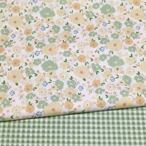 8 Pcs 10 * 10 in Twill Fabric, Spring Green Floral Print Precut Patchwork Fabric, for DIY Quilting, Sewing & Home Decor in Kuwait