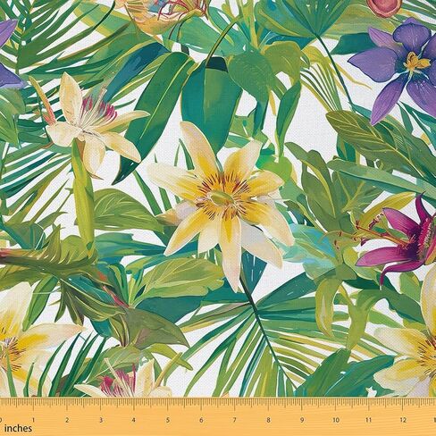 Feelyou 1 Yard Fabric, Light Yellow, Polyester, Floral Pattern, Upholstery Fabric, ，Soft Flannel in Kuwait