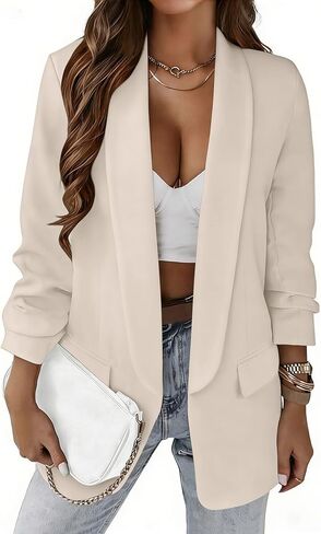 Women Blazer Suit Jacket Notched Collar Casual Work Office Blazers in Saudi Arabia