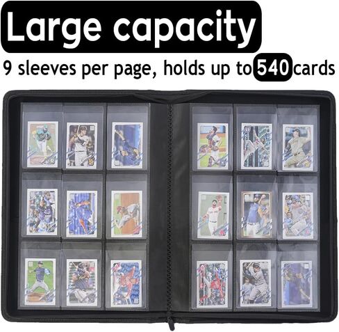 Semi Rigid Card Holder Binder, Premium Card Saver 1 Binder with Sleeves for Trading Cards & Sports Cards Storage - Holds 360 Semi Rigid Card Holders for Grading（Classic Black） in Saudi Arabia