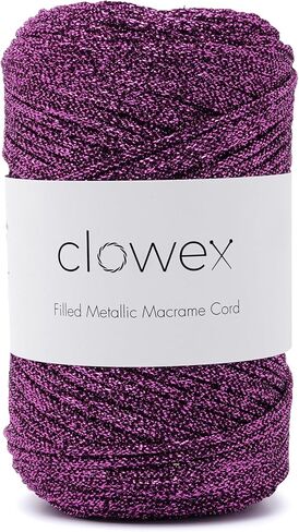 Sparkle Glitter Braided Macrame Cord 2.5mm x 820 ft, Metallic Lurex Shiny Crochet Yarn 273 yds for Bag, Purse, Runner, placemat in Saudi Arabia