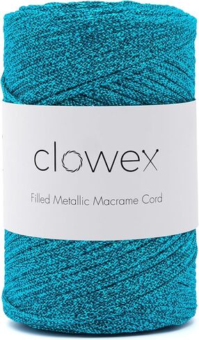 Sparkle Glitter Braided Macrame Cord 2.5mm x 820 ft, Metallic Lurex Shiny Crochet Yarn 273 yds for Bag, Purse, Runner, placemat in Saudi Arabia