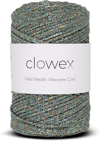 Sparkle Glitter Braided Macrame Cord 2.5mm x 820 ft, Metallic Lurex Shiny Crochet Yarn 273 yds for Bag, Purse, Runner, placemat in Saudi Arabia