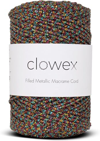 Sparkle Glitter Braided Macrame Cord 2.5mm x 820 ft, Metallic Lurex Shiny Crochet Yarn 273 yds for Bag, Purse, Runner, placemat in Saudi Arabia