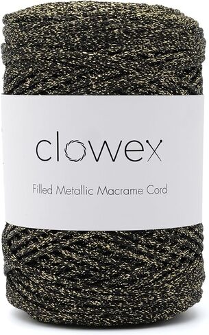 Sparkle Glitter Braided Macrame Cord 2.5mm x 820 ft, Metallic Lurex Shiny Crochet Yarn 273 yds for Bag, Purse, Runner, placemat in Saudi Arabia