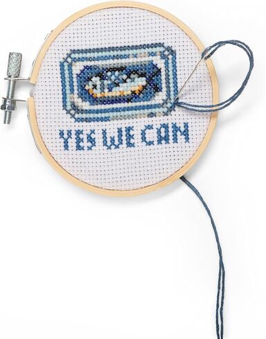 Kikkerland Sardine Mini Crossstitch Embroidery – Beginner DIY Crafting Kit with Bamboo Hoop, Canvas, & Pattern in Kuwait
